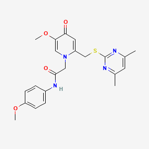 molecular formula C22H24N4O4S B2551140 2-(2-(((4,6-dimethylpyrimidin-2-yl)thio)methyl)-5-methoxy-4-oxopyridin-1(4H)-yl)-N-(4-methoxyphenyl)acetamide CAS No. 933206-59-8
