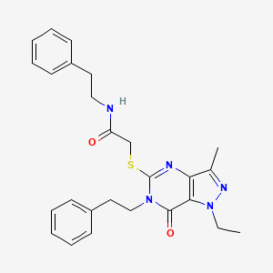 molecular formula C26H29N5O2S B2551148 2-((1-ethyl-3-methyl-7-oxo-6-phenethyl-6,7-dihydro-1H-pyrazolo[4,3-d]pyrimidin-5-yl)thio)-N-phenethylacetamide CAS No. 1359082-50-0