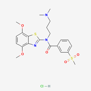 molecular formula C22H28ClN3O5S2 B2551150 N-(4,7-dimethoxybenzo[d]thiazol-2-yl)-N-(3-(dimethylamino)propyl)-3-(methylsulfonyl)benzamide hydrochloride CAS No. 1215645-09-2