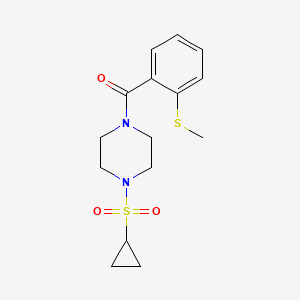 molecular formula C15H20N2O3S2 B2551155 (4-(环丙基磺酰基)哌嗪-1-基)(2-(甲硫基)苯基)甲苯酮 CAS No. 1219914-01-8