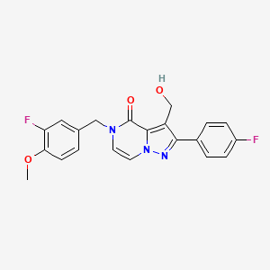 molecular formula C21H17F2N3O3 B2551156 5-(3-fluoro-4-methoxybenzyl)-2-(4-fluorophenyl)-3-(hydroxymethyl)pyrazolo[1,5-a]pyrazin-4(5H)-one CAS No. 1428363-57-8