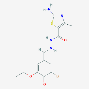 2-amino-N'-[(Z)-(3-bromo-5-ethoxy-4-oxocyclohexa-2,5-dien-1-ylidene)methyl]-4-methyl-1,3-thiazole-5-carbohydrazide