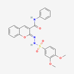 (2Z)-2-[(3,4-dimethoxyphenyl)sulfonylhydrazinylidene]-N-phenylchromene-3-carboxamide