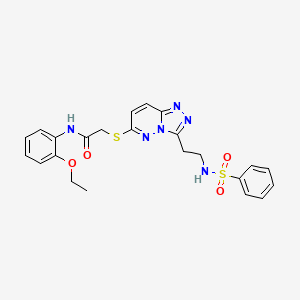 molecular formula C23H24N6O4S2 B2551166 2-{[3-(2-Benzenesulfonamidoethyl)-[1,2,4]triazolo[4,3-B]pyridazin-6-YL]sulfanyl}-N-(2-ethoxyphenyl)acetamide CAS No. 872996-69-5