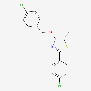 molecular formula C17H13Cl2NOS B2551170 2-(4-Chlorophenyl)-4-[(4-chlorophenyl)methoxy]-5-methyl-1,3-thiazole CAS No. 338409-53-3