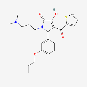 molecular formula C23H28N2O4S B2551175 1-(3-(dimethylamino)propyl)-3-hydroxy-5-(3-propoxyphenyl)-4-(thiophene-2-carbonyl)-1H-pyrrol-2(5H)-one CAS No. 620151-09-9