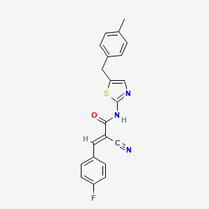 molecular formula C21H16FN3OS B2551188 (2E)-2-cyano-3-(4-fluorophenyl)-N-[5-(4-methylbenzyl)-1,3-thiazol-2-yl]prop-2-enamide CAS No. 468771-19-9