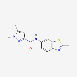 molecular formula C14H14N4OS B2551194 1,5-dimethyl-N-(2-methylbenzo[d]thiazol-6-yl)-1H-pyrazole-3-carboxamide CAS No. 1013757-32-8