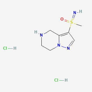 molecular formula C7H14Cl2N4OS B2551195 Imino-methyl-oxo-(4,5,6,7-tetrahydropyrazolo[1,5-a]pyrazin-3-yl)-lambda6-sulfane;dihydrochloride CAS No. 2260932-14-5