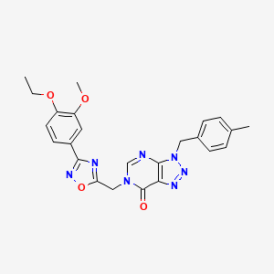 molecular formula C24H23N7O4 B2551197 6-((3-(4-ethoxy-3-methoxyphenyl)-1,2,4-oxadiazol-5-yl)methyl)-3-(4-methylbenzyl)-3H-[1,2,3]triazolo[4,5-d]pyrimidin-7(6H)-one CAS No. 1207014-00-3