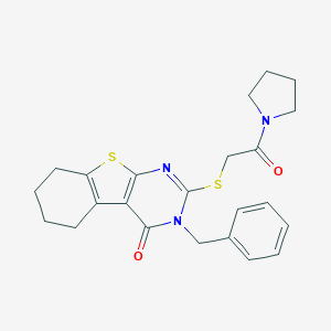 molecular formula C23H25N3O2S2 B255120 3-benzyl-2-{[2-oxo-2-(1-pyrrolidinyl)ethyl]sulfanyl}-5,6,7,8-tetrahydro[1]benzothieno[2,3-d]pyrimidin-4(3H)-one 