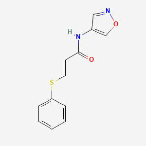 molecular formula C12H12N2O2S B2551203 N-(异恶唑-4-基)-3-(苯硫基)丙酰胺 CAS No. 1396850-51-3