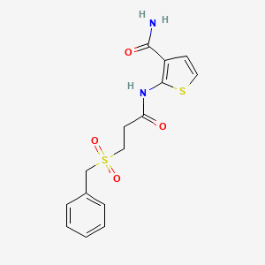 molecular formula C15H16N2O4S2 B2551207 2-(3-(苯甲酰磺酰)丙酰胺)噻吩-3-甲酰胺 CAS No. 923472-62-2