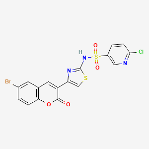 molecular formula C17H9BrClN3O4S2 B2551209 N-[4-(6-bromo-2-oxo-2H-chromen-3-yl)-1,3-thiazol-2-yl]-6-chloropyridine-3-sulfonamide CAS No. 878970-26-4