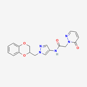 N-(1-((2,3-dihydrobenzo[b][1,4]dioxin-2-yl)methyl)-1H-pyrazol-4-yl)-2-(6-oxopyridazin-1(6H)-yl)acetamide