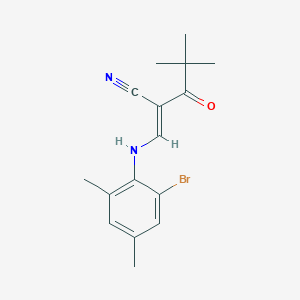 (2E)-2-[(2-bromo-4,6-dimethylanilino)methylidene]-4,4-dimethyl-3-oxopentanenitrile