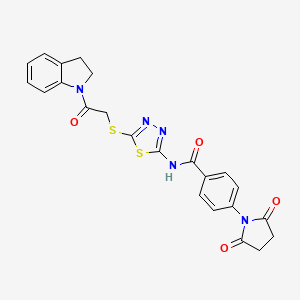 4-(2,5-dioxopyrrolidin-1-yl)-N-(5-((2-(indolin-1-yl)-2-oxoethyl)thio)-1,3,4-thiadiazol-2-yl)benzamide