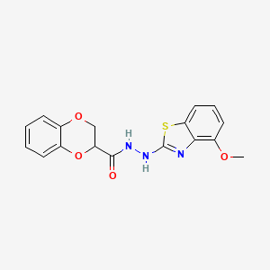 molecular formula C17H15N3O4S B2551249 N'-(4-甲氧基苯并[d]噻唑-2-基)-2,3-二氢苯并[b][1,4]二恶英-2-碳酰肼 CAS No. 851978-50-2