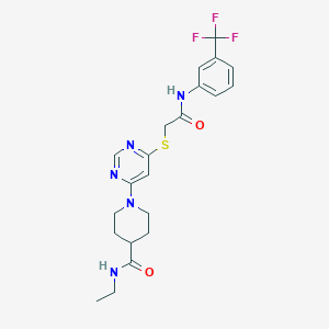 N-ethyl-1-(6-((2-oxo-2-((3-(trifluoromethyl)phenyl)amino)ethyl)thio)pyrimidin-4-yl)piperidine-4-carboxamide