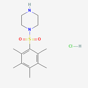 molecular formula C15H25ClN2O2S B2551251 1-(Pentamethylbenzenesulfonyl)piperazine hydrochloride CAS No. 1052537-55-9