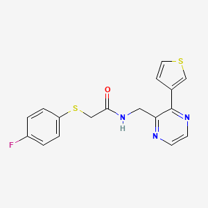 2-((4-fluorophenyl)thio)-N-((3-(thiophen-3-yl)pyrazin-2-yl)methyl)acetamide