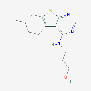 molecular formula C14H19N3OS B255126 3-({11-Methyl-8-thia-4,6-diazatricyclo[7.4.0.0^{2,7}]trideca-1(9),2(7),3,5-tetraen-3-yl}amino)propan-1-ol 