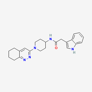 molecular formula C23H27N5O B2551260 2-(1H-indol-3-yl)-N-(1-(5,6,7,8-tetrahydrocinnolin-3-yl)piperidin-4-yl)acetamide CAS No. 2034350-88-2