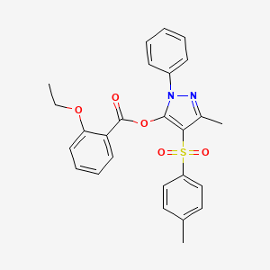 molecular formula C26H24N2O5S B2551300 2-Ethoxybenzoic acid [5-methyl-4-(4-methylphenyl)sulfonyl-2-phenyl-3-pyrazolyl] ester CAS No. 851093-00-0