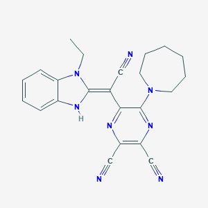 molecular formula C23H22N8 B255131 (Z)-5-(azepan-1-yl)-6-(cyano(1-ethyl-1H-benzo[d]imidazol-2(3H)-ylidene)methyl)pyrazine-2,3-dicarbonitrile 