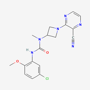 molecular formula C17H17ClN6O2 B2551313 3-(5-Chloro-2-methoxyphenyl)-1-[1-(3-cyanopyrazin-2-yl)azetidin-3-yl]-1-methylurea CAS No. 2380084-02-4