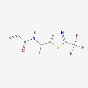 molecular formula C9H9F3N2OS B2551322 N-[1-[2-(Trifluoromethyl)-1,3-thiazol-5-yl]ethyl]prop-2-enamide CAS No. 2305309-94-6