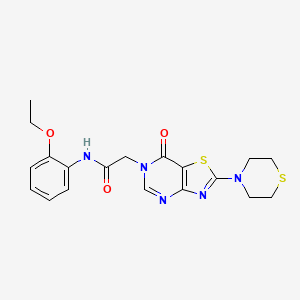 molecular formula C19H21N5O3S2 B2551328 N-(2-ethoxyphenyl)-2-(7-oxo-2-thiomorpholinothiazolo[4,5-d]pyrimidin-6(7H)-yl)acetamide CAS No. 1223793-28-9