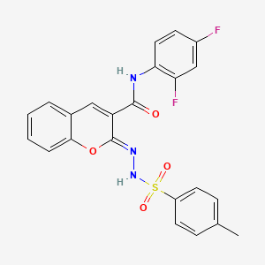 molecular formula C23H17F2N3O4S B2551337 (Z)-N-(2,4-difluorophenyl)-2-(2-tosylhydrazono)-2H-chromene-3-carboxamide CAS No. 866342-40-7