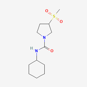 molecular formula C12H22N2O3S B2551343 N-cyclohexyl-3-(methylsulfonyl)pyrrolidine-1-carboxamide CAS No. 1448034-25-0