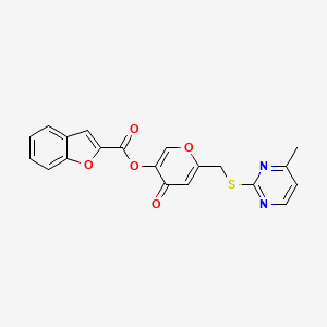 molecular formula C20H14N2O5S B2551353 [6-[(4-Methylpyrimidin-2-yl)sulfanylmethyl]-4-oxopyran-3-yl] 1-benzofuran-2-carboxylate CAS No. 877638-15-8