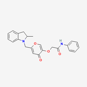 molecular formula C23H22N2O4 B2551366 2-((6-((2-甲基吲哚啉-1-基)甲基)-4-氧代-4H-吡喃-3-基)氧基)-N-苯乙酰胺 CAS No. 898416-87-0