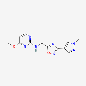 molecular formula C12H13N7O2 B2551371 4-methoxy-N-{[3-(1-methyl-1H-pyrazol-4-yl)-1,2,4-oxadiazol-5-yl]methyl}pyrimidin-2-amine CAS No. 2097892-41-4