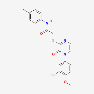 molecular formula C20H18ClN3O3S B2551373 2-[4-(3-chloro-4-methoxyphenyl)-3-oxopyrazin-2-yl]sulfanyl-N-(4-methylphenyl)acetamide CAS No. 899987-83-8
