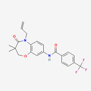 molecular formula C22H21F3N2O3 B2551375 N-(5-烯丙基-3,3-二甲基-4-氧代-2,3,4,5-四氢苯并[b][1,4]恶嗪-8-基)-4-(三氟甲基)苯甲酰胺 CAS No. 921564-51-4