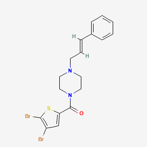 molecular formula C18H18Br2N2OS B2551387 （4,5-二溴-2-噻吩基）{4-[(E)-3-苯基-2-丙烯基]哌嗪基}甲酮 CAS No. 1164557-05-4