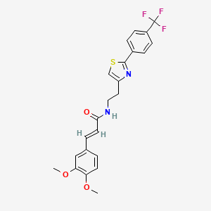 molecular formula C23H21F3N2O3S B2551393 (E)-3-(3,4-二甲氧基苯基)-N-(2-(2-(4-(三氟甲基)苯基)噻唑-4-基)乙基)丙烯酰胺 CAS No. 896606-63-6