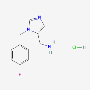 molecular formula C11H13ClFN3 B2551394 [1-(4-Fluorobenzyl)-1H-imidazol-5-yl]methanamine hydrochloride CAS No. 1439900-30-7