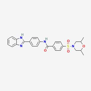 molecular formula C26H26N4O4S B2551396 N-(4-(1H-benzo[d]imidazol-2-yl)phenyl)-4-((2,6-dimethylmorpholino)sulfonyl)benzamide CAS No. 394229-50-6