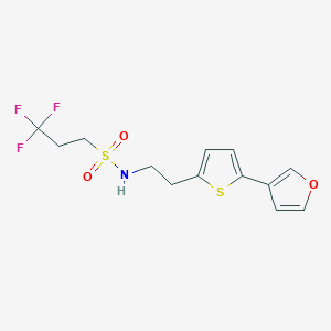 molecular formula C13H14F3NO3S2 B2551407 3,3,3-trifluoro-N-(2-(5-(furan-3-yl)thiophen-2-yl)ethyl)propane-1-sulfonamide CAS No. 2034499-23-3