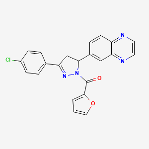 molecular formula C22H15ClN4O2 B2551408 (3-(4-chlorophenyl)-5-(quinoxalin-6-yl)-4,5-dihydro-1H-pyrazol-1-yl)(furan-2-yl)methanone CAS No. 946202-03-5