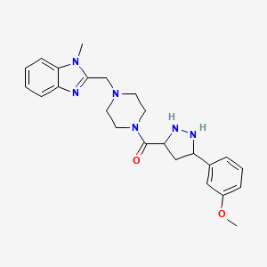 2-({4-[3-(3-methoxyphenyl)-1H-pyrazole-5-carbonyl]piperazin-1-yl}methyl)-1-methyl-1H-1,3-benzodiazole