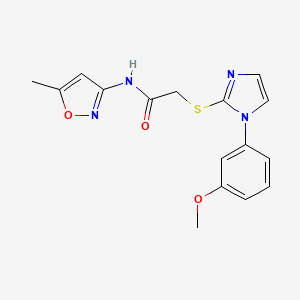 molecular formula C16H16N4O3S B2551413 2-[[1-(3-methoxyphenyl)-2-imidazolyl]thio]-N-(5-methyl-3-isoxazolyl)acetamide CAS No. 851132-38-2