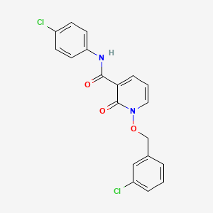 molecular formula C19H14Cl2N2O3 B2551419 1-((3-chlorobenzyl)oxy)-N-(4-chlorophenyl)-2-oxo-1,2-dihydropyridine-3-carboxamide CAS No. 847464-73-7