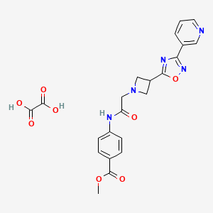 molecular formula C22H21N5O8 B2551426 Methyl 4-(2-(3-(3-(pyridin-3-yl)-1,2,4-oxadiazol-5-yl)azetidin-1-yl)acetamido)benzoate oxalate CAS No. 1351634-10-0