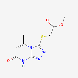 molecular formula C9H10N4O3S B2551427 Methyl 2-((5-methyl-7-oxo-7,8-dihydro-[1,2,4]triazolo[4,3-a]pyrimidin-3-yl)thio)acetate CAS No. 891118-49-3